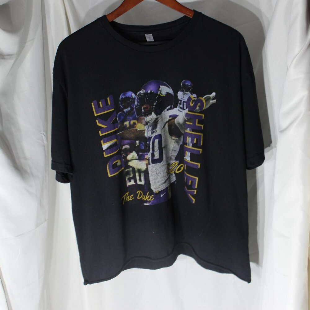 Next Level Minnesota Vikings #20 Duke Shelley "The Duke" Black T-Shirt - Sz XXL